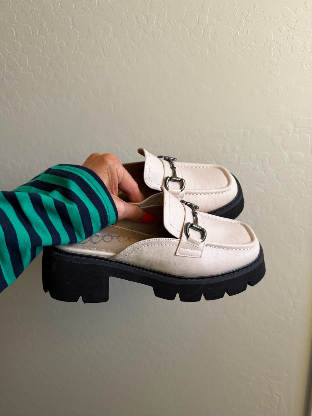 White slide platform loafer